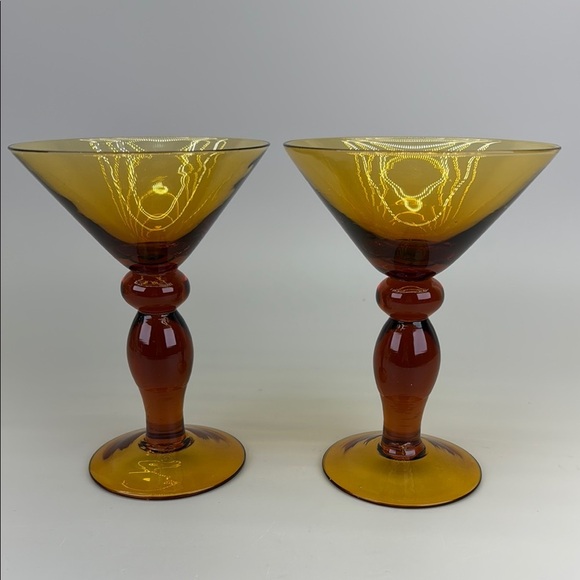 Vintage Other - Amber Glass Art Deco Goblets